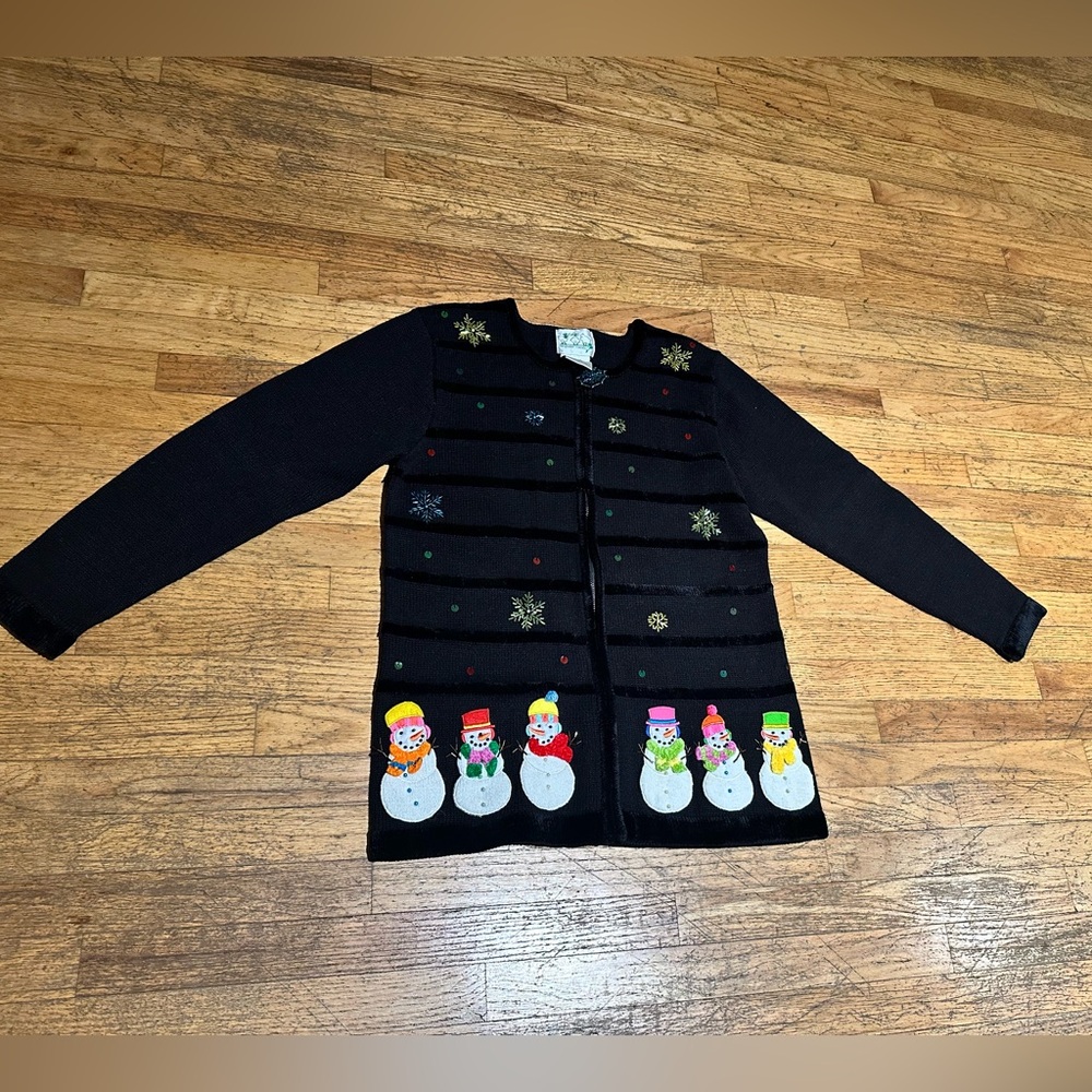 Vintage The Quacker Factory Christmas zip up sweater.